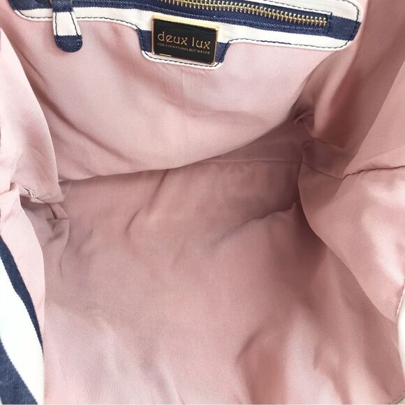 Deux Lux X Everything But Water Navy Blue Gold Sequin Nautical Canvas Tote Bag - Picture 13 of 16